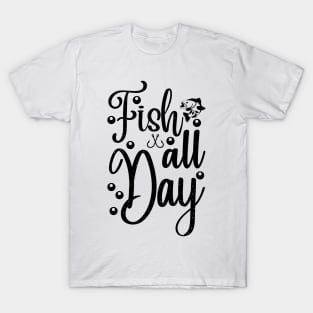 Less Talk More Fishing - Gift For Fishing Lovers, Fisherman - Black And White Simple Font T-Shirt